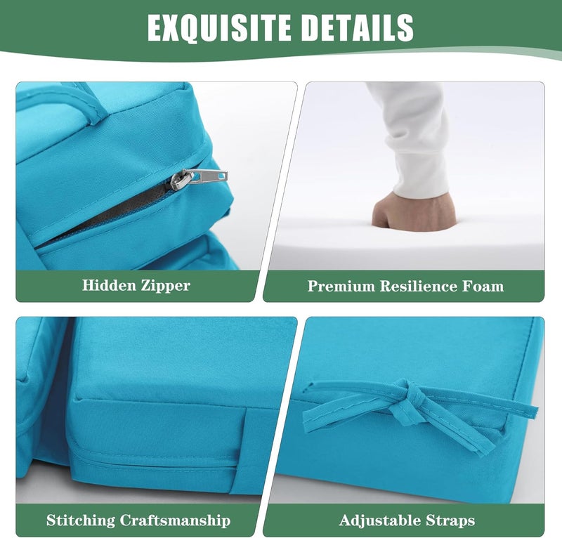 Summsun Chaise Lounge Cushions Outdoor - Waterproof and Fade Resistant Sun Lounger Replacement Cushions - Patio Lounger Pads with Removable Cover for Pool, Deck, Lawn, 80 x 26 x 3 Inch, Teal - Image 4